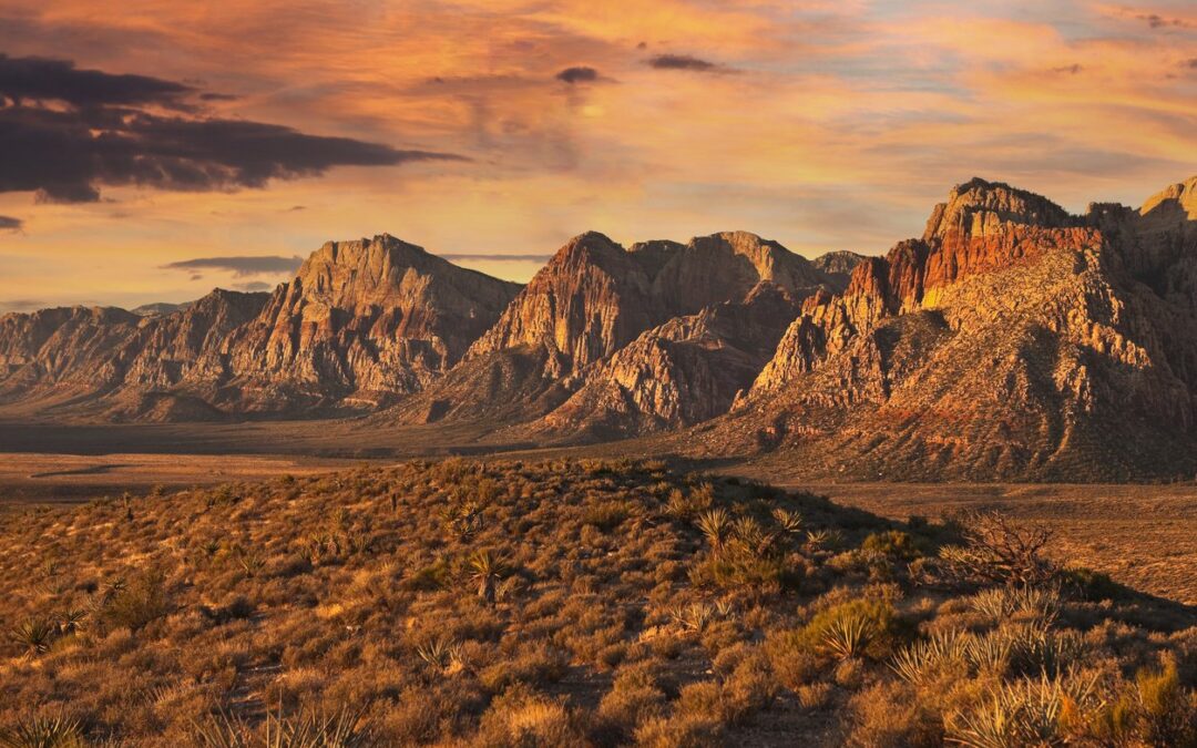 Aerial view of Nevada desert at dawn showing mineral exploration area