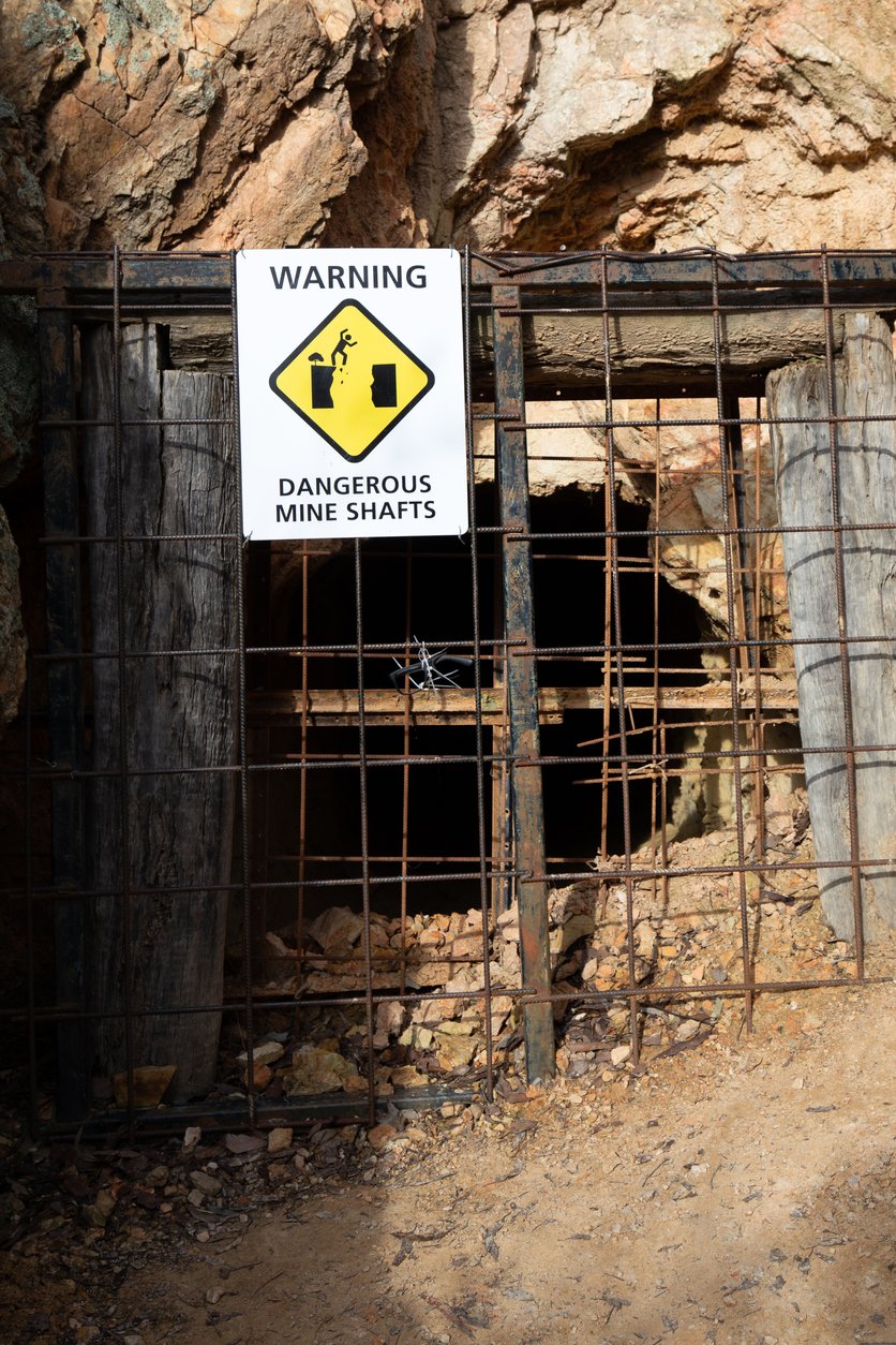 AML Hazard Fencing AML hazard fencing over gold mine shaft in Victoria